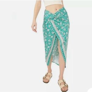 Free People SM sarong, green print